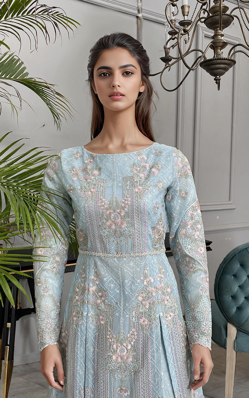 Threads and Motifs | Formal Dresses 25 | Net Embroidered Maxi - Official Threads and Motifs stockist in UK - Sakeena London