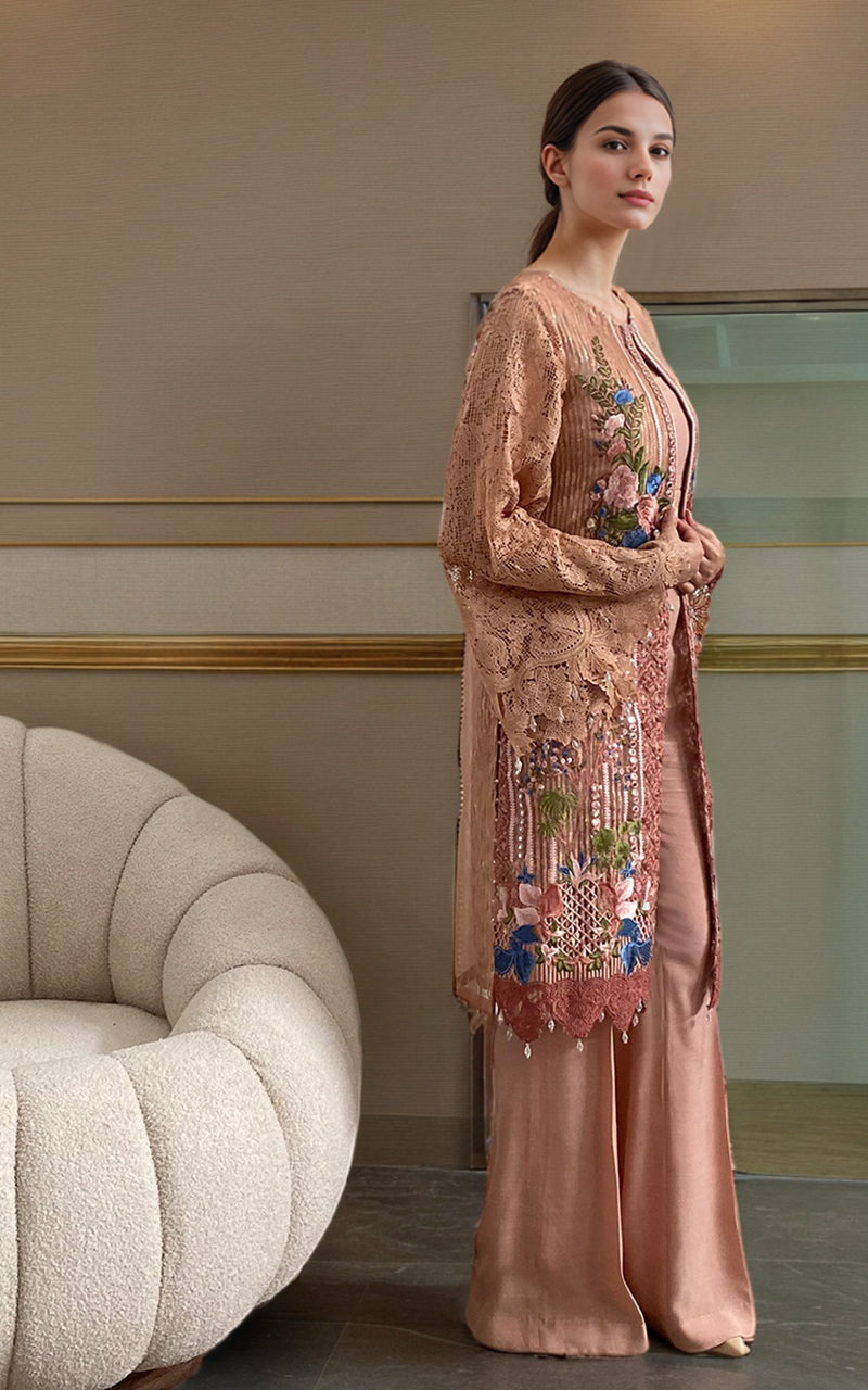 Threads and Motifs | Formal Dresses 25 | Organza Embroidered Jacket - Official Threads and Motifs stockist in UK - Sakeena London