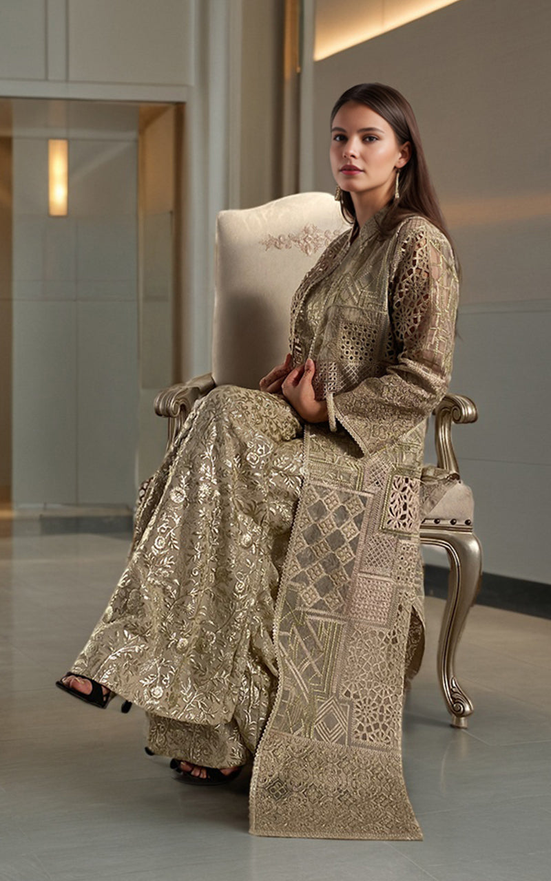 Threads and Motifs | Formal Dresses 25 | Embroidered Jacket With Blouse - Official Threads and Motifs stockist in UK - Sakeena London