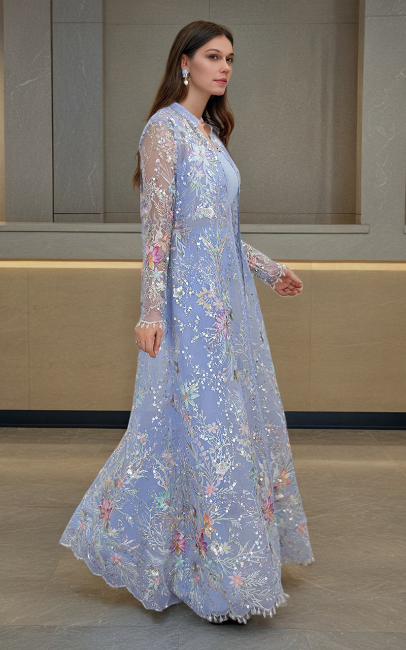 Threads and Motifs | Formal Dresses 25 | Net Embroidered Jacket - Official Threads and Motifs stockist in UK - Sakeena London