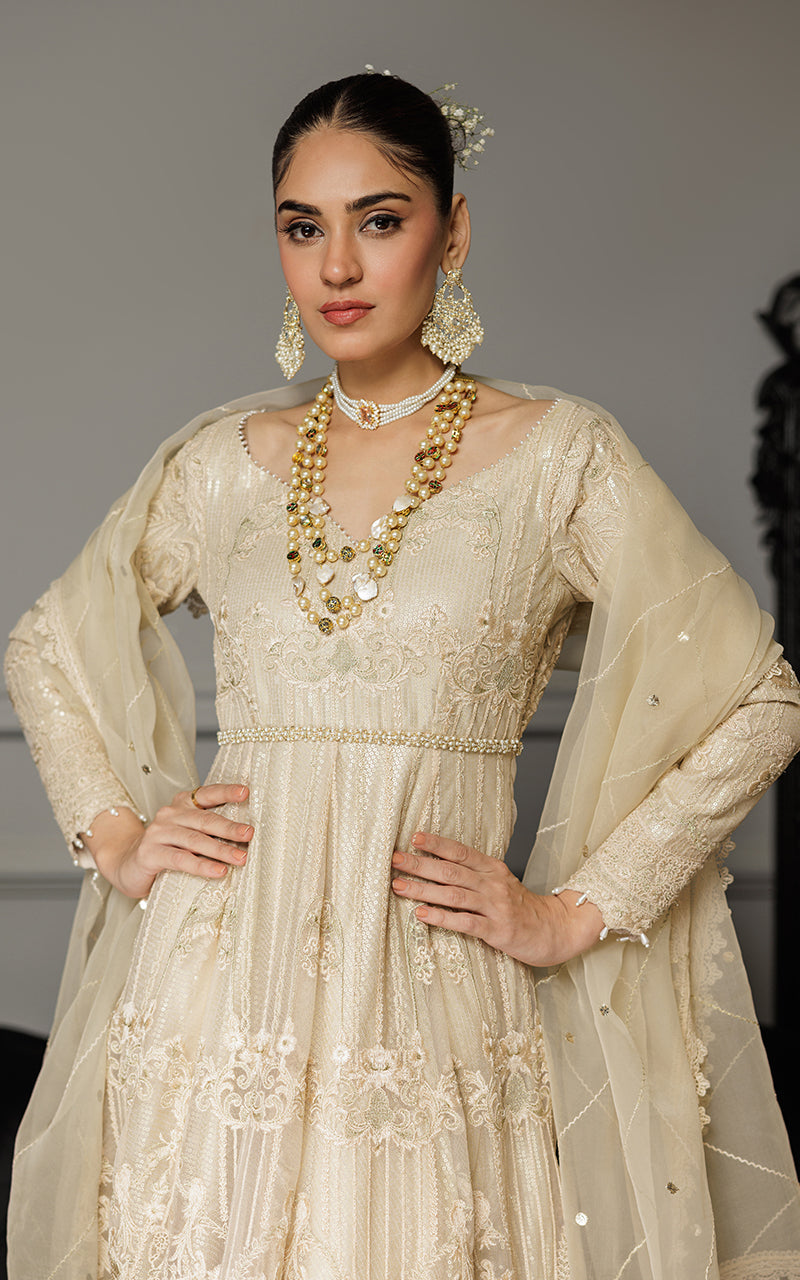 Threads and Motifs | Formal Dresses 25 | Net Embroidered Maxi - Official Threads and Motifs stockist in UK - Sakeena London