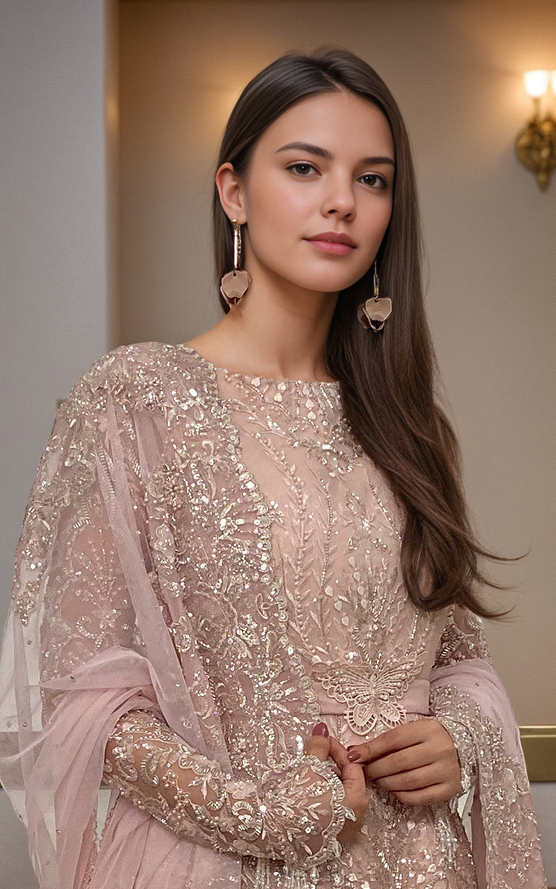 Threads and Motifs | Formal Dresses 25 | Net Embroidered Maxi - Official Threads and Motifs stockist in UK - Sakeena London