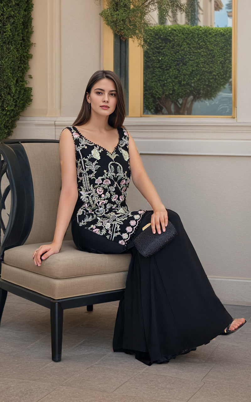Threads and Motifs | Formal Dresses 25 | Chiffon Embroidered Shirt - Official Threads and Motifs stockist in UK - Sakeena London