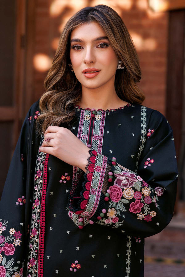 Farasha | Summer Weaves Embroidered Lawn | Ornate Noir - Official Farasha stockist in UK - Sakeena London