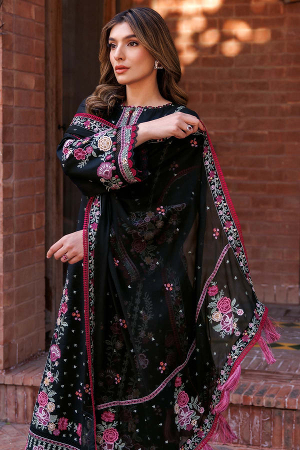 Farasha | Summer Weaves Embroidered Lawn | Ornate Noir - Official Farasha stockist in UK - Sakeena London