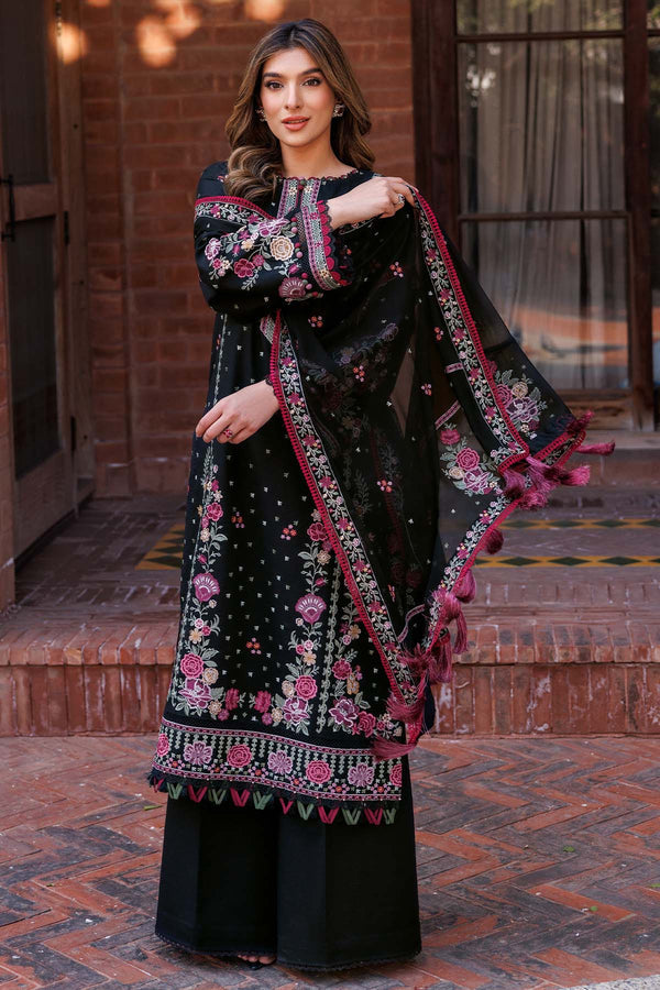 Farasha | Summer Weaves Embroidered Lawn | Ornate Noir - Official Farasha stockist in UK - Sakeena London