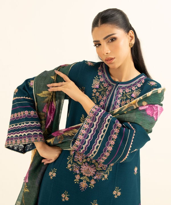 Sapphire | Fall Winter 25 | 3 Piece - Embroidered Dobby Suit 0PEST25V830B - Official Sapphire stockist in UK - Sakeena London