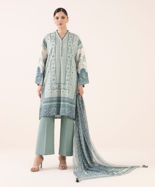 Sapphire | Fall Winter 25 |3 Piece - Printed Light Linen Suit 0U3PDY25V631 - Official Sapphire stockist in UK - Sakeena London