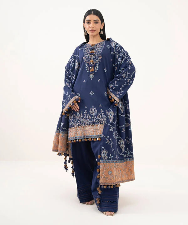 Sapphire | Fall Winter 25 | 3 Piece - Embroidered Cotton Karandi Suit 0U3PESD25V82 - Official Sapphire stockist in UK - Sakeena London