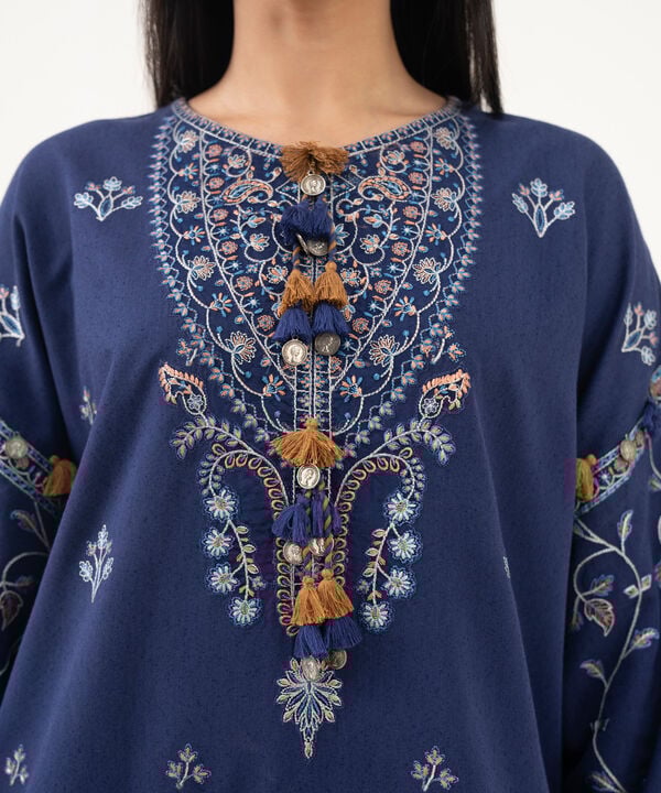 Sapphire | Fall Winter 25 | 3 Piece - Embroidered Cotton Karandi Suit 0U3PESD25V82 - Official Sapphire stockist in UK - Sakeena London