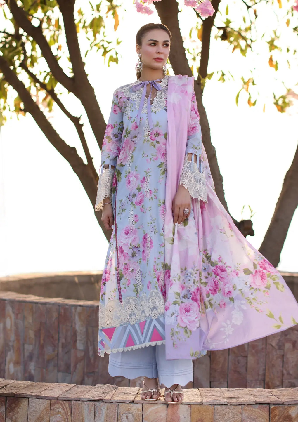 Elaf Premium | Prints Chikankari 24 | 04A OCEAN BLOSSOMS - Official Elaf Premium stockist in UK - Sakeena London