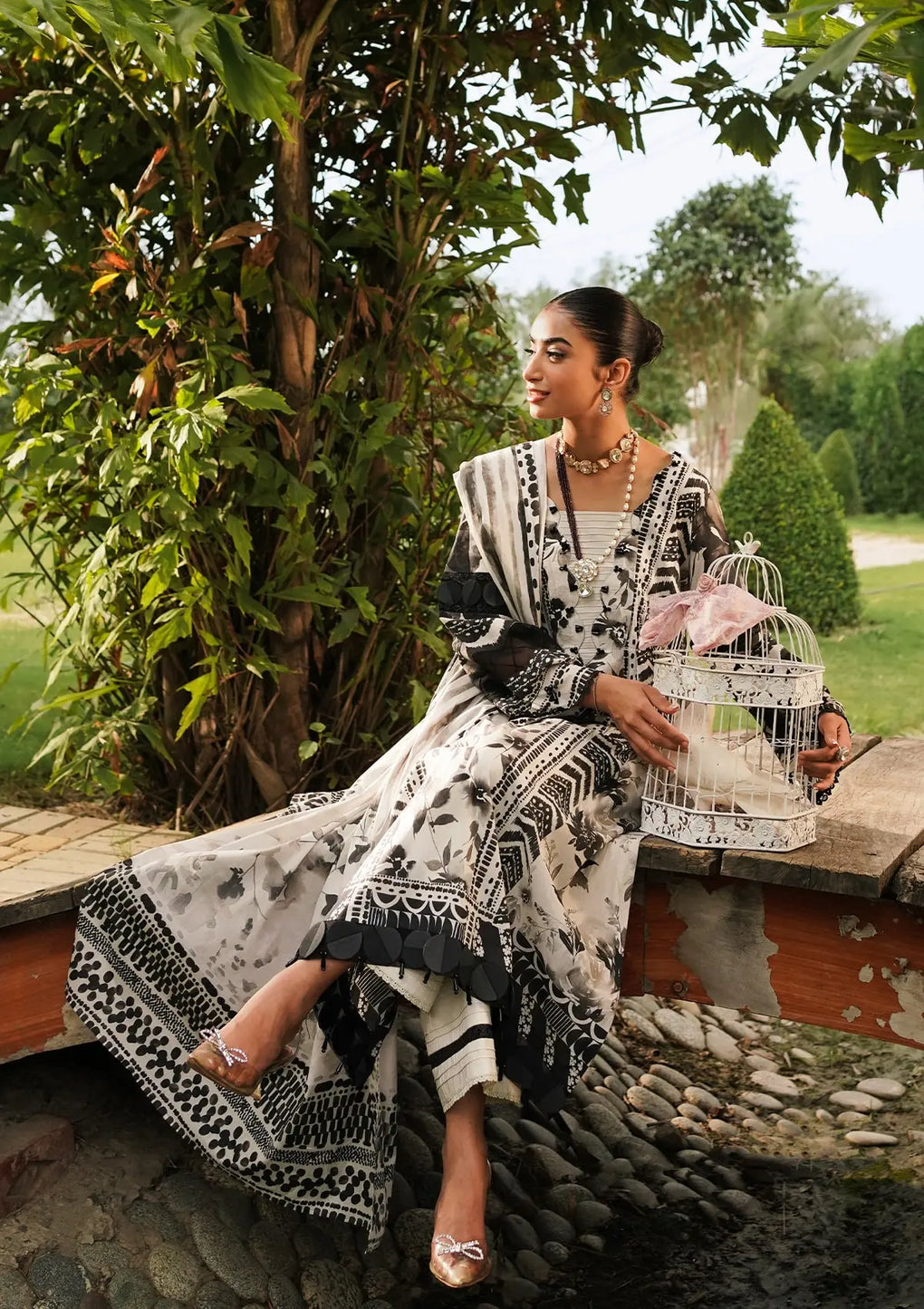 Elaf Premium | Printed Collection 24 | EEP-07B - Black Blossom - Official Elaf Premium stockist in UK - Sakeena London