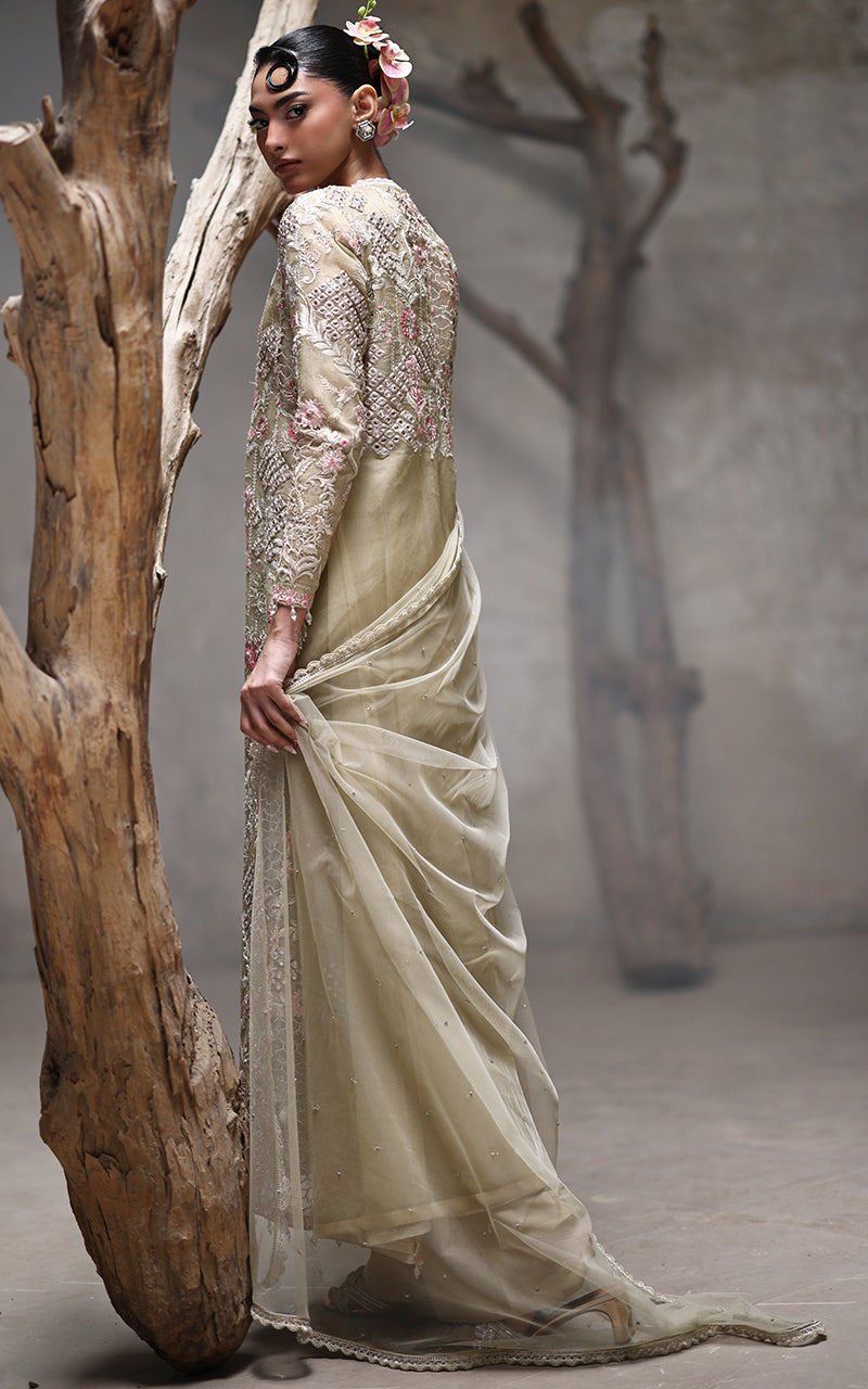 Threads and Motifs | Formal Dresses 25 | Organza Embroidered Jacket - Official Threads and Motifs stockist in UK - Sakeena London