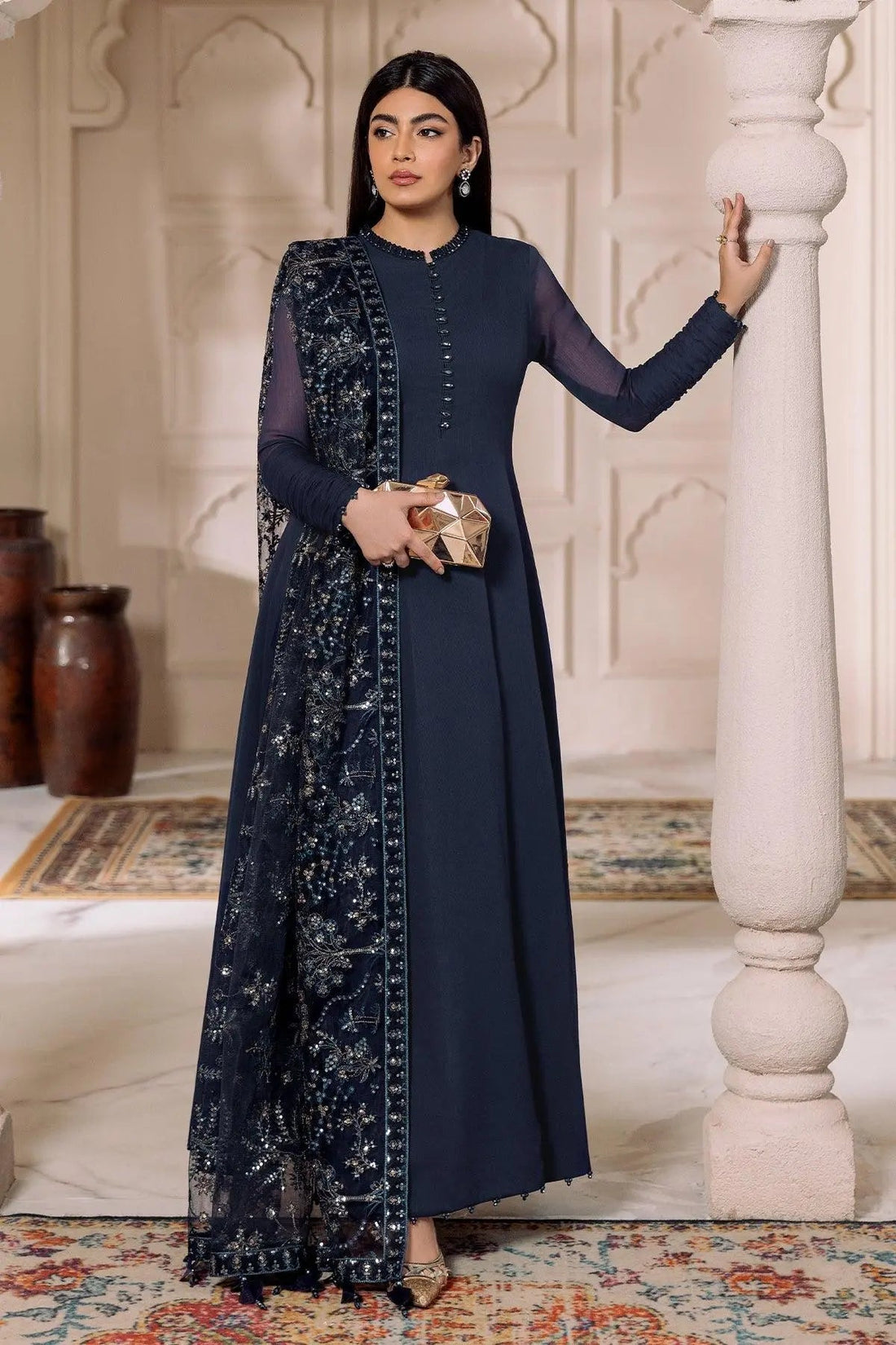 Alizeh | Ready to wear | Navy Blue 3 piece - RTW1012 - Official Alizeh stockist in UK - Sakeena London