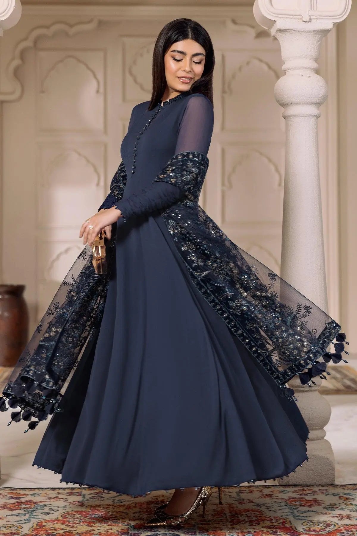 Alizeh | Ready to wear | Navy Blue 3 piece - RTW1012 - Official Alizeh stockist in UK - Sakeena London