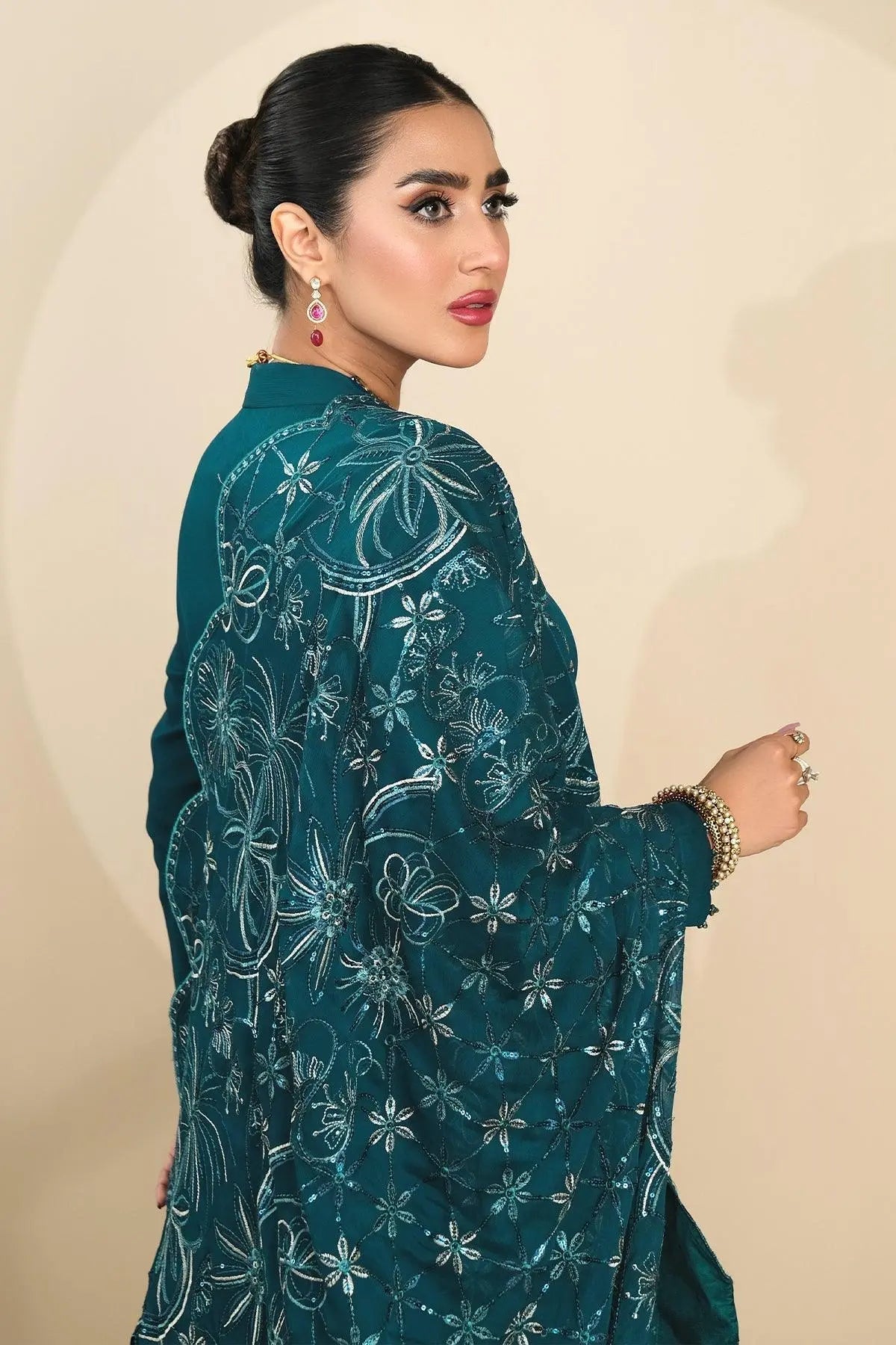 Alizeh | Ready to wear | Sea Green Pepplum 3 piece - RTW1015 - Official Alizeh stockist in UK - Sakeena London