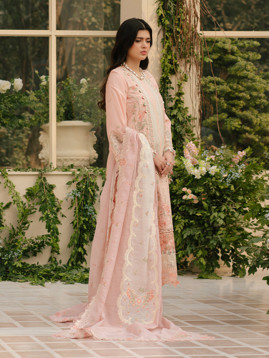 Bin Ilyas | Freesia Embroidered Lawn 25 | 101 - A - Official Bin Ilyas stockist in UK - Sakeena London
