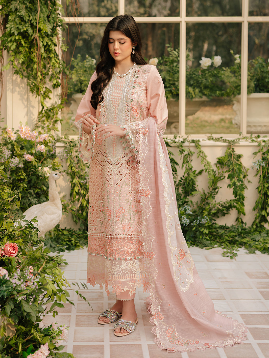Bin Ilyas | Freesia Embroidered Lawn 25 | 101 - A - Official Bin Ilyas stockist in UK - Sakeena London