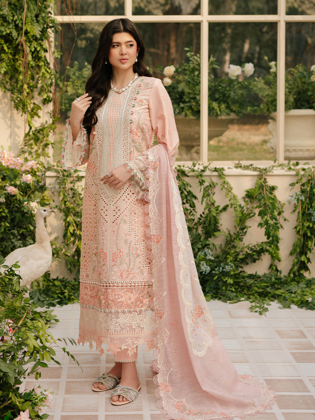 Bin Ilyas | Freesia Embroidered Lawn 25 | 101 - A - Official Bin Ilyas stockist in UK - Sakeena London