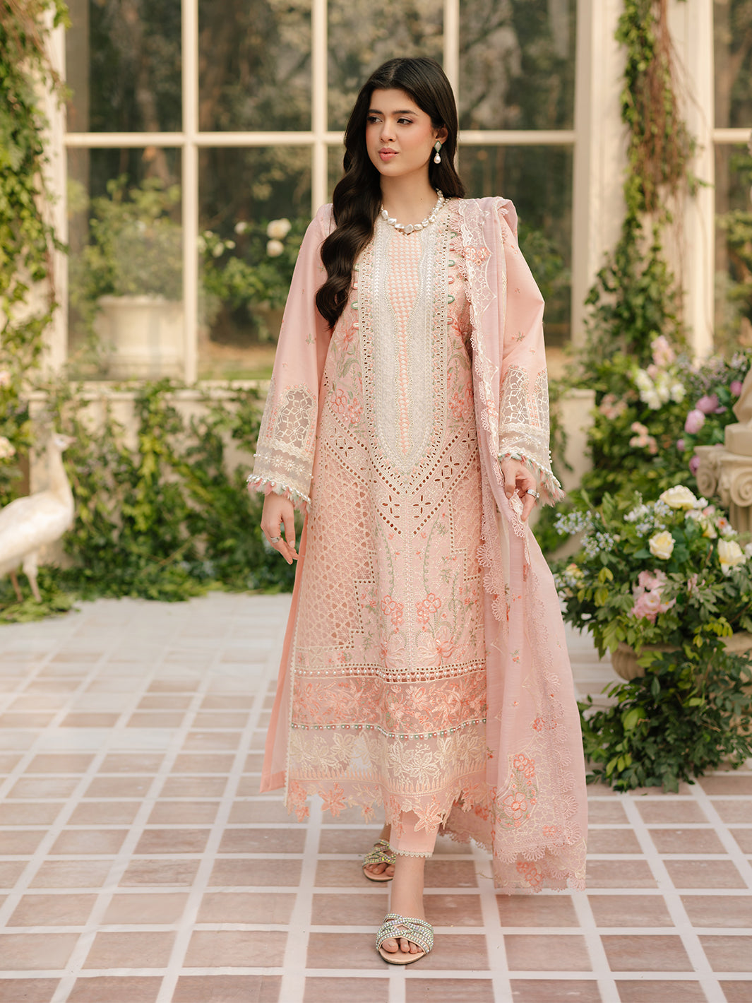 Bin Ilyas | Freesia Embroidered Lawn 25 | 101 - A - Official Bin Ilyas stockist in UK - Sakeena London