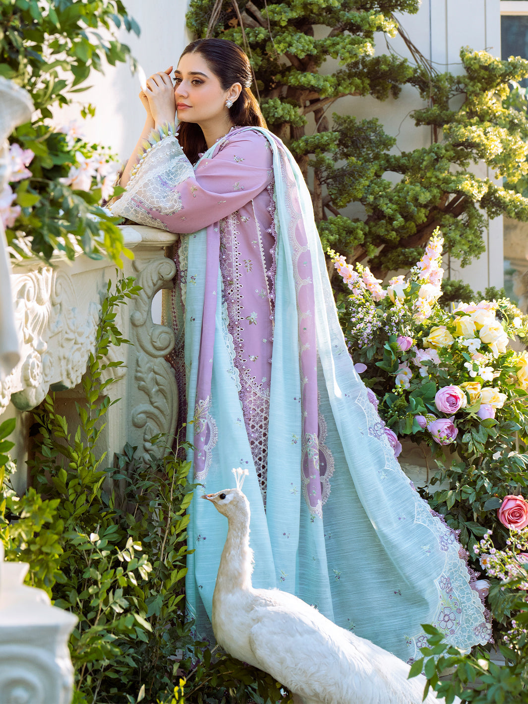 Bin Ilyas | Freesia Embroidered Lawn 25 | 101 - B - Official Bin Ilyas stockist in UK - Sakeena London