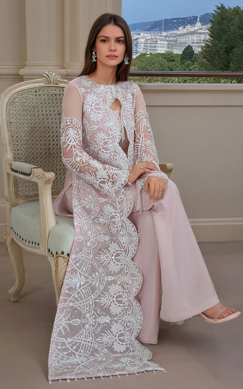 Threads and Motifs | Formal Dresses 25 | NET EMBROIDERED JACKET - Official Threads and Motifs stockist in UK - Sakeena London