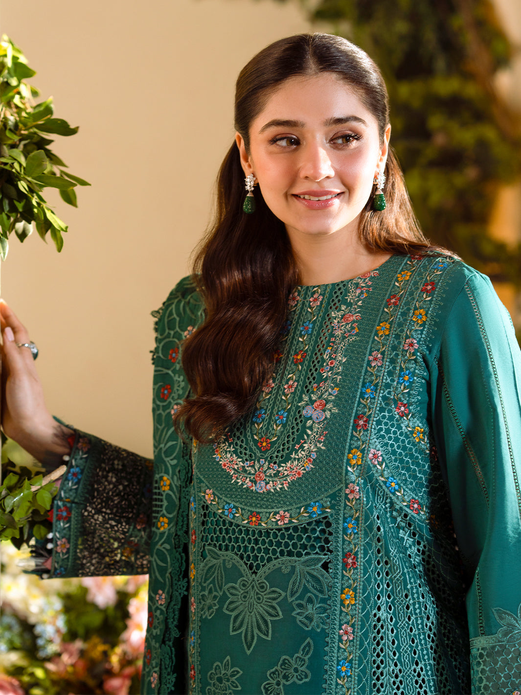 Bin Ilyas | Freesia Embroidered Lawn 25 | 102 - A - Official Bin Ilyas stockist in UK - Sakeena London