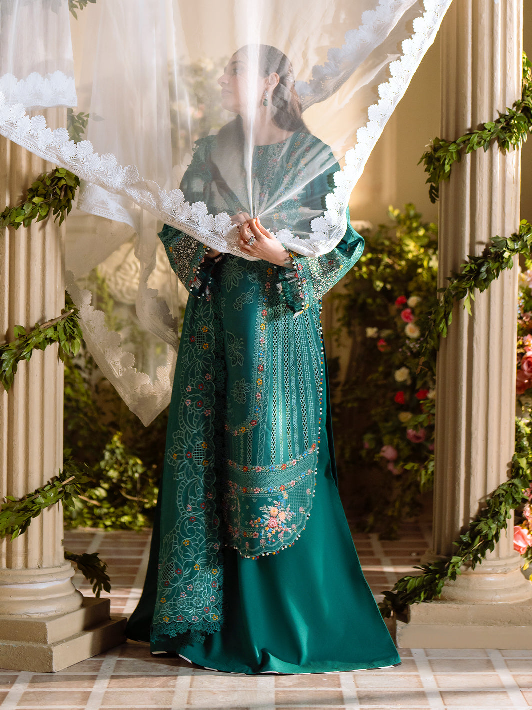 Bin Ilyas | Freesia Embroidered Lawn 25 | 102 - A - Official Bin Ilyas stockist in UK - Sakeena London