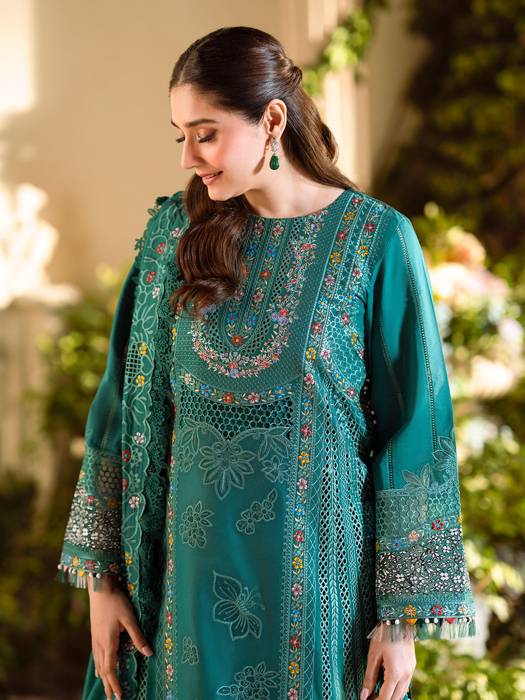 Bin Ilyas | Freesia Embroidered Lawn 25 | 102 - A - Official Bin Ilyas stockist in UK - Sakeena London