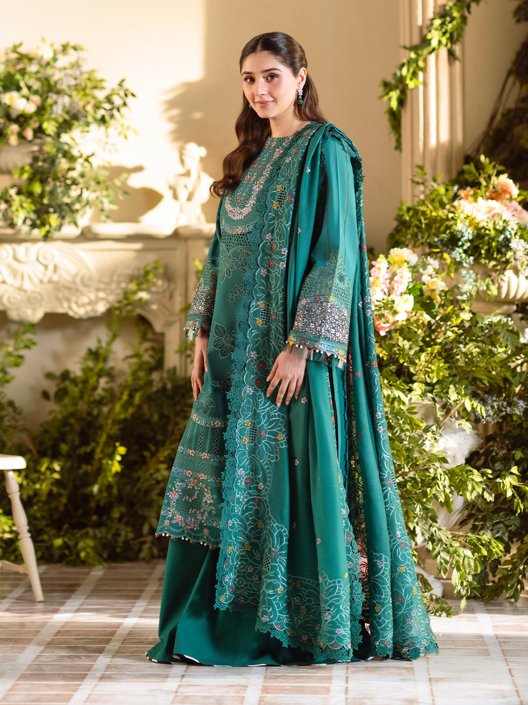 Bin Ilyas | Freesia Embroidered Lawn 25 | 102 - A - Official Bin Ilyas stockist in UK - Sakeena London