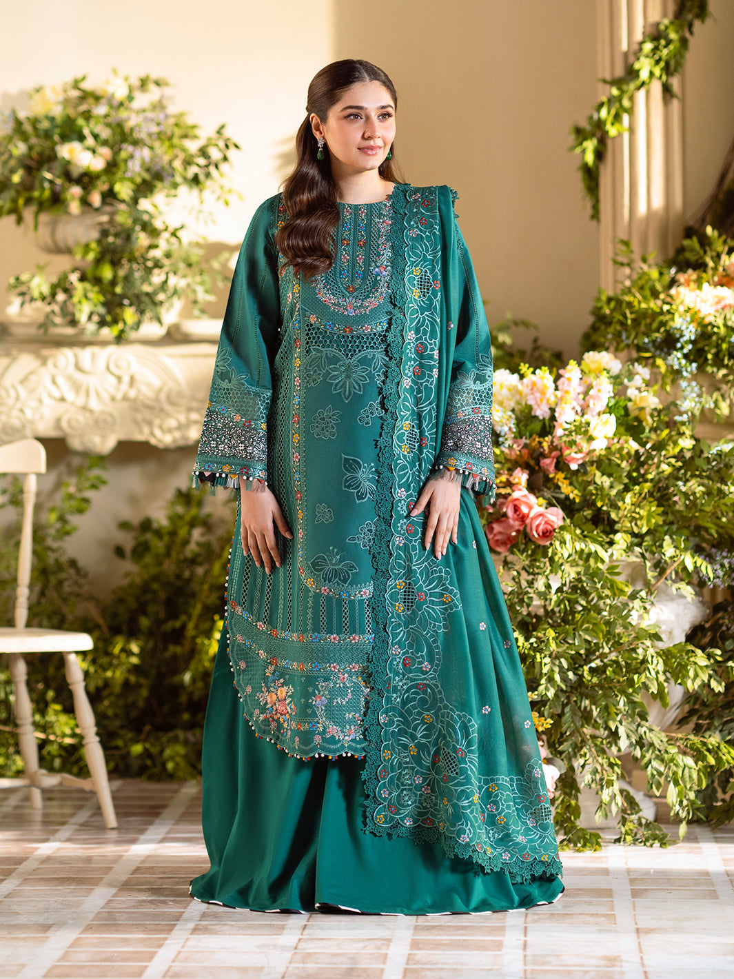 Bin Ilyas | Freesia Embroidered Lawn 25 | 102 - A - Official Bin Ilyas stockist in UK - Sakeena London