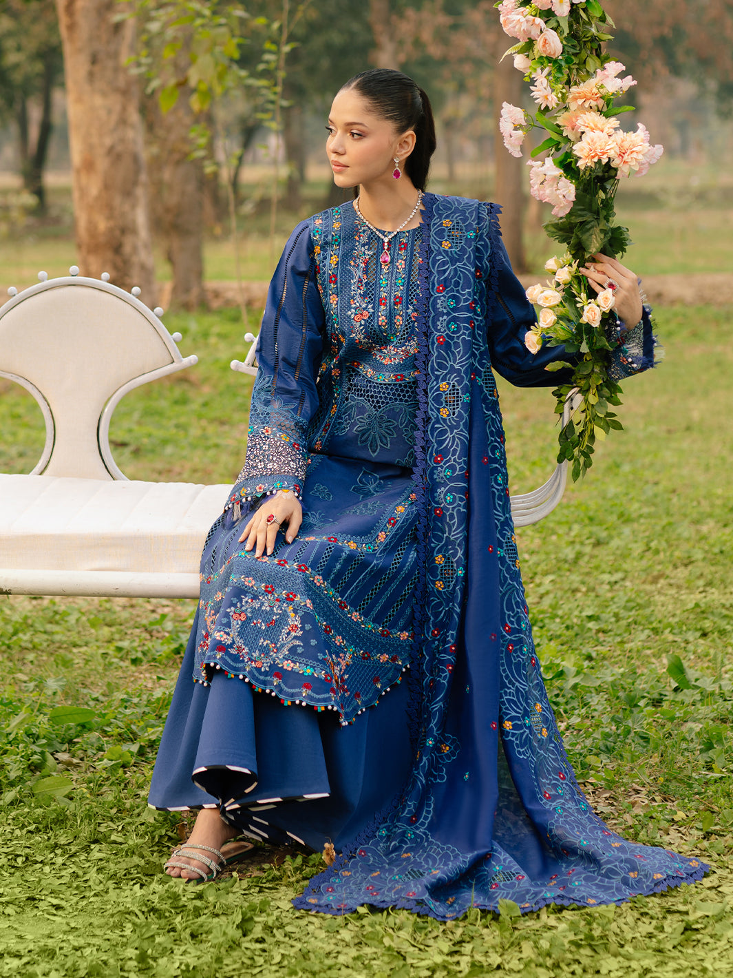 Bin Ilyas | Freesia Embroidered Lawn 25 | 102 - B - Official Bin Ilyas stockist in UK - Sakeena London