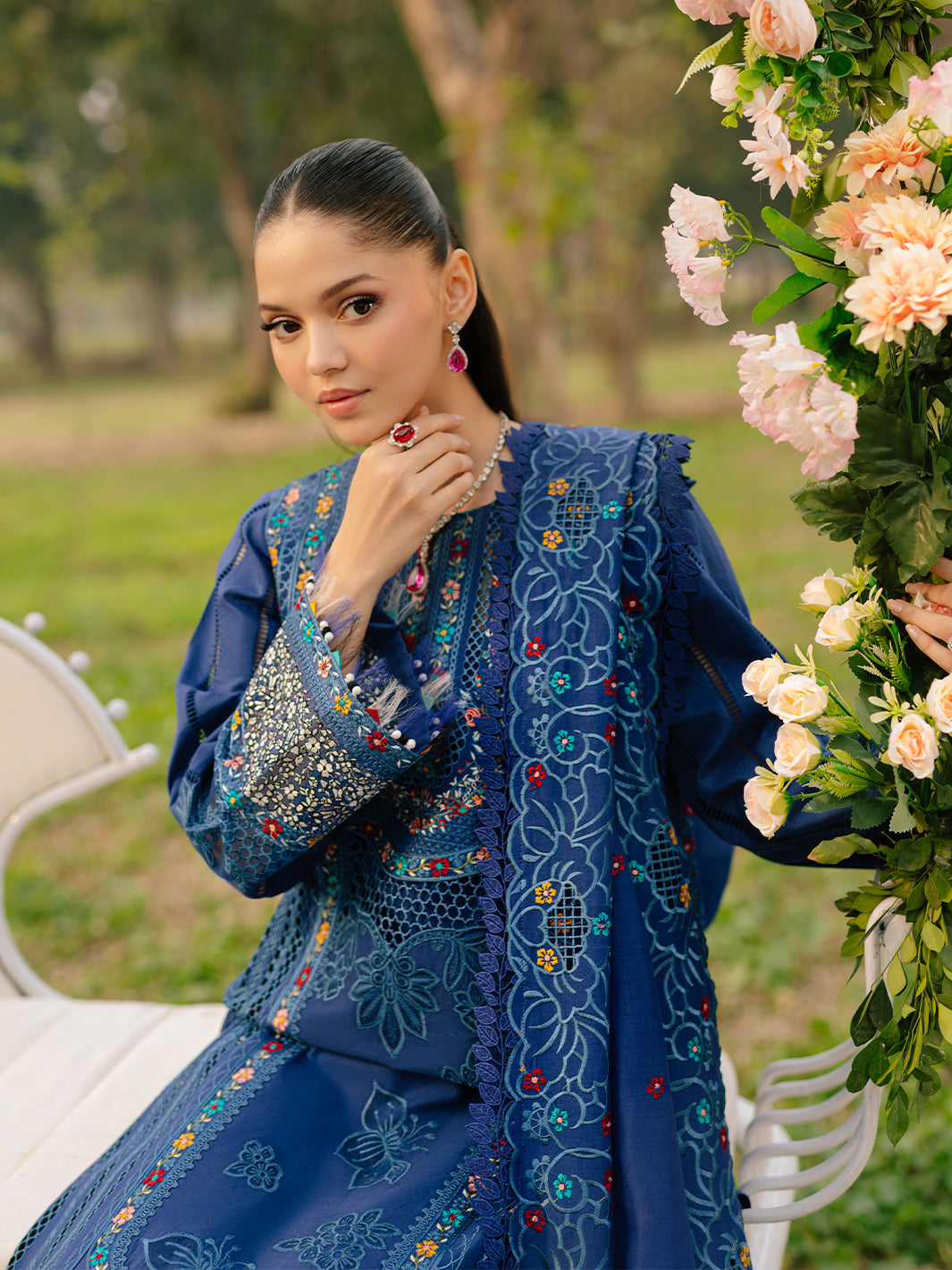 Bin Ilyas | Freesia Embroidered Lawn 25 | 102 - B - Official Bin Ilyas stockist in UK - Sakeena London