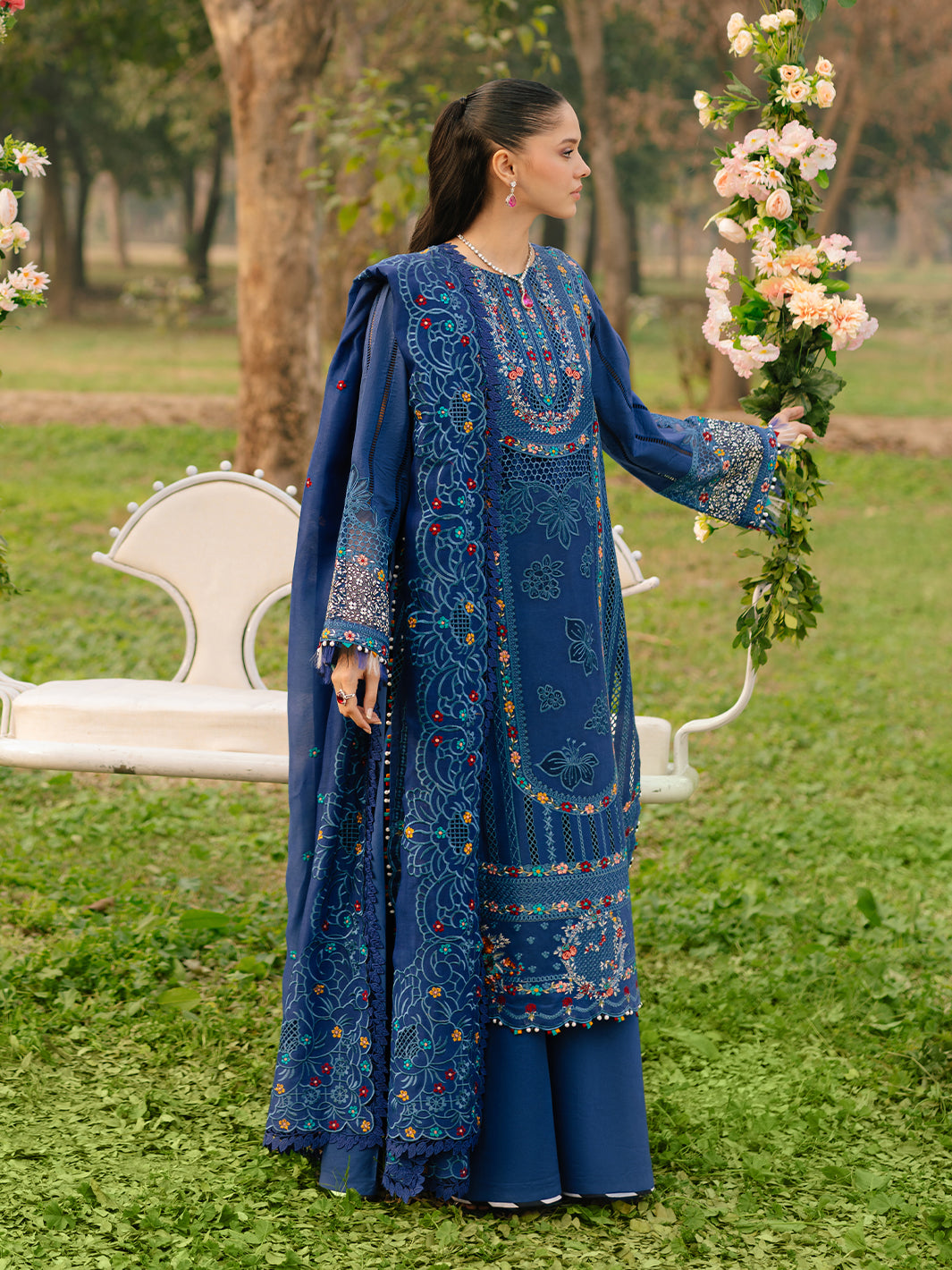 Bin Ilyas | Freesia Embroidered Lawn 25 | 102 - B - Official Bin Ilyas stockist in UK - Sakeena London