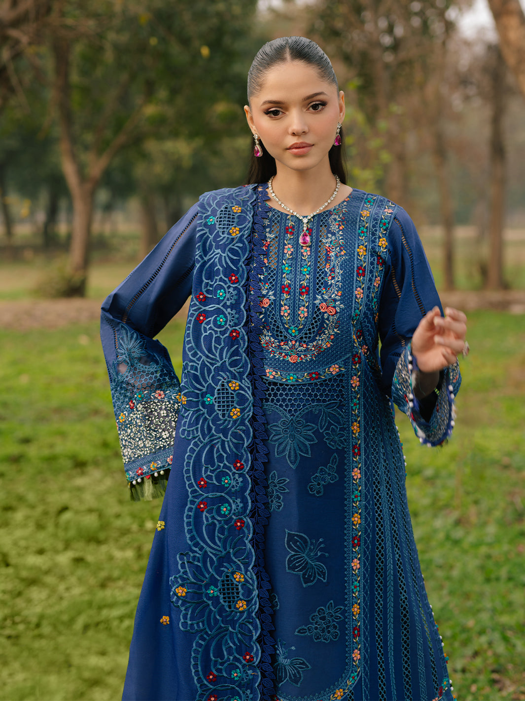 Bin Ilyas | Freesia Embroidered Lawn 25 | 102 - B - Official Bin Ilyas stockist in UK - Sakeena London