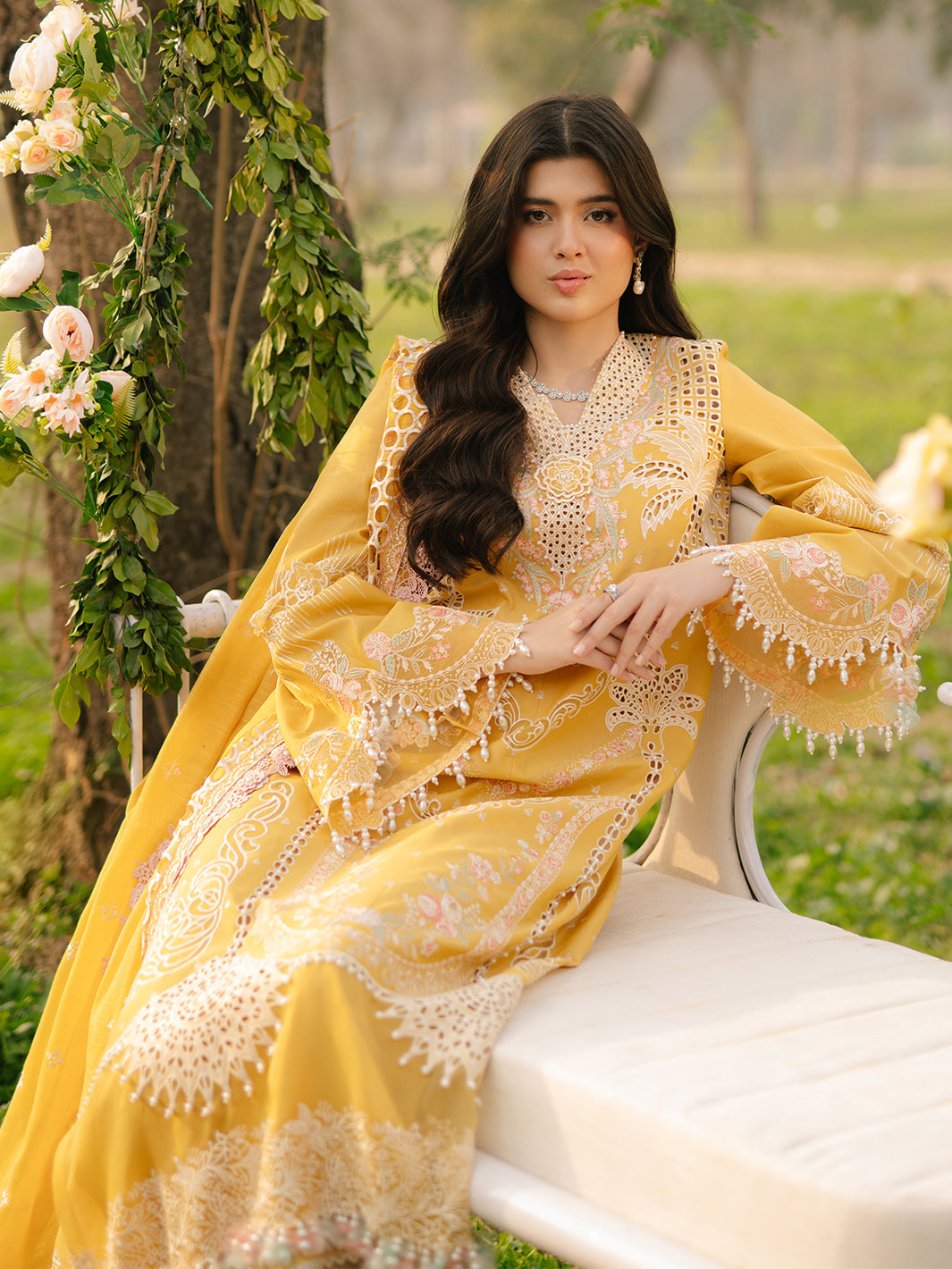 Bin Ilyas | Freesia Embroidered Lawn 25 | 104 - A - Official Bin Ilyas stockist in UK - Sakeena London