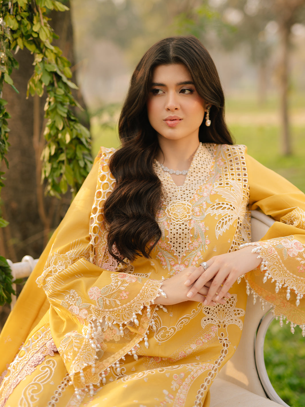 Bin Ilyas | Freesia Embroidered Lawn 25 | 104 - A - Official Bin Ilyas stockist in UK - Sakeena London