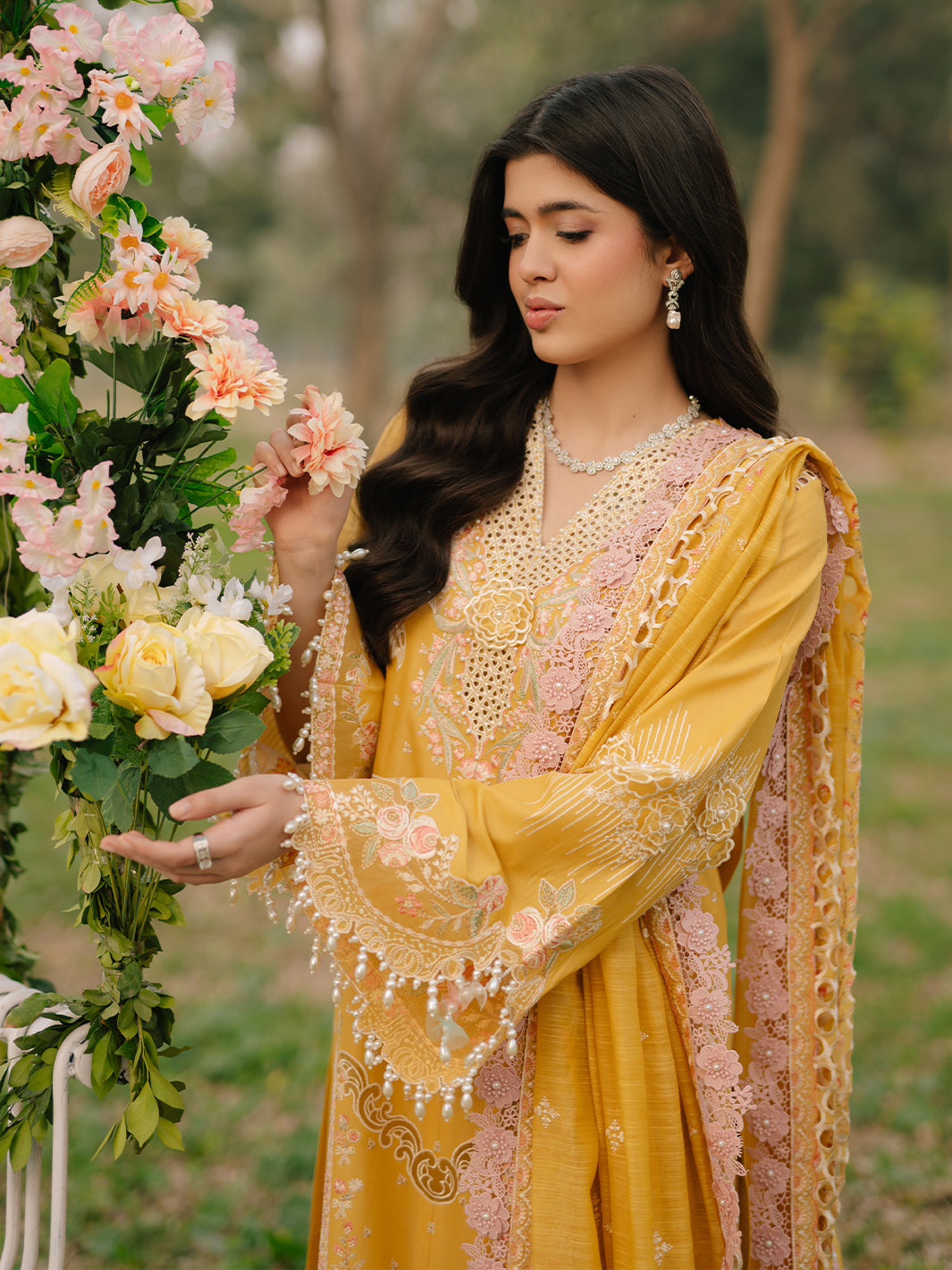 Bin Ilyas | Freesia Embroidered Lawn 25 | 104 - A - Official Bin Ilyas stockist in UK - Sakeena London