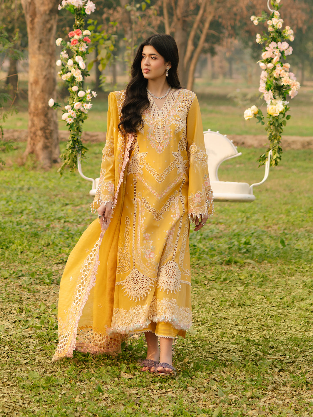 Bin Ilyas | Freesia Embroidered Lawn 25 | 104 - A - Official Bin Ilyas stockist in UK - Sakeena London