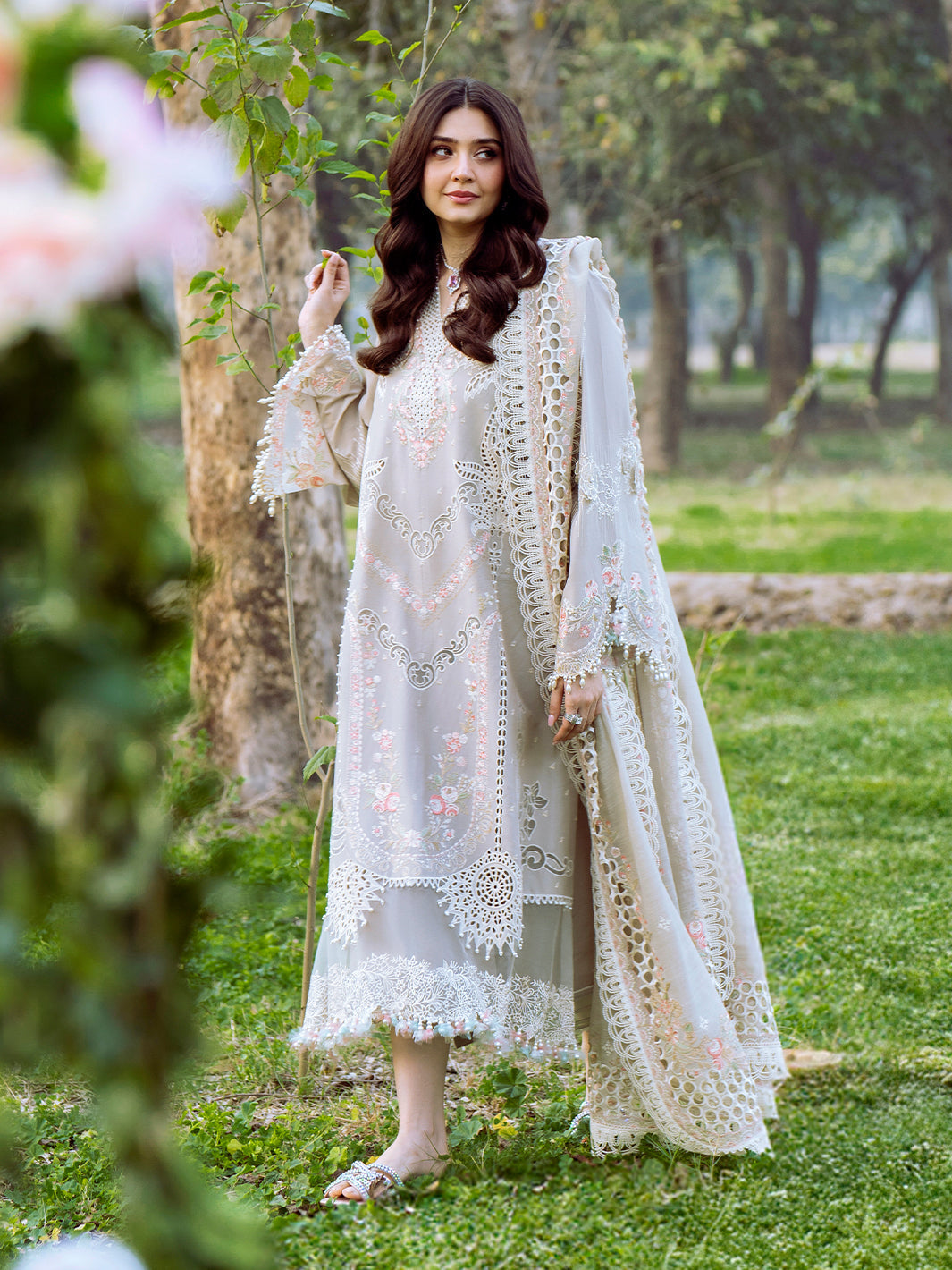 Bin Ilyas | Freesia Embroidered Lawn 25 | 104 - B - Official Bin Ilyas stockist in UK - Sakeena London