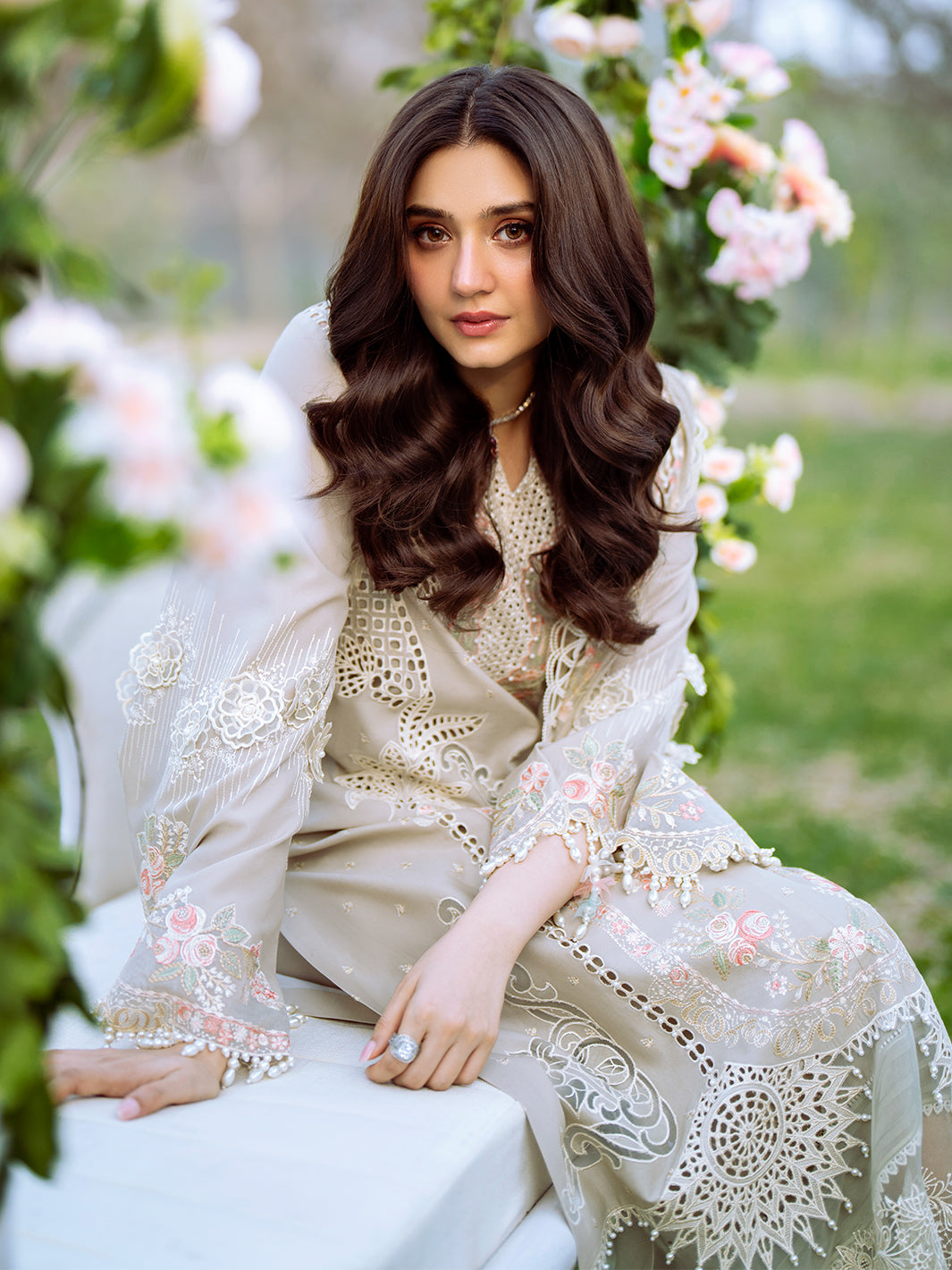 Bin Ilyas | Freesia Embroidered Lawn 25 | 104 - B - Official Bin Ilyas stockist in UK - Sakeena London