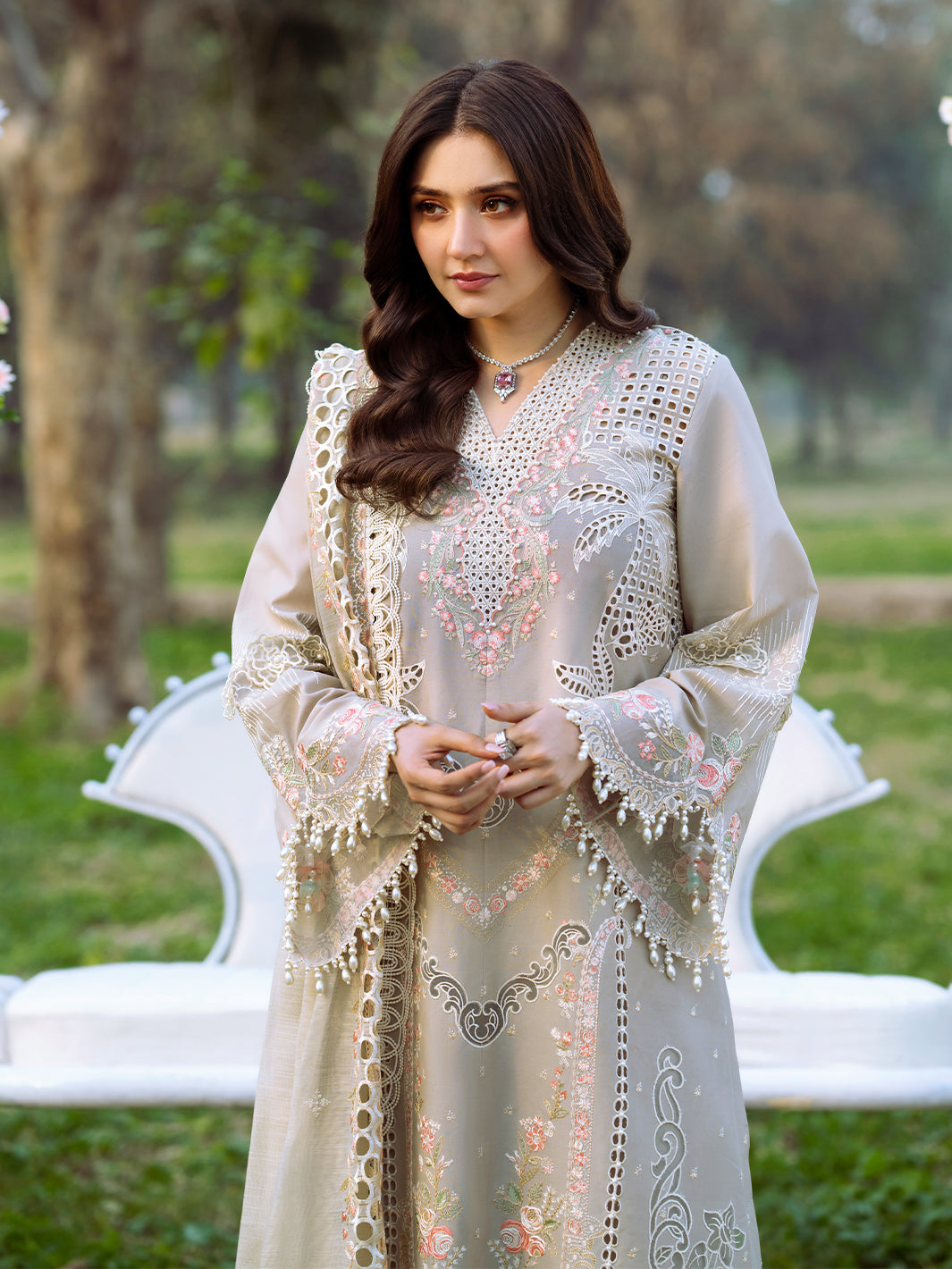 Bin Ilyas | Freesia Embroidered Lawn 25 | 104 - B - Official Bin Ilyas stockist in UK - Sakeena London