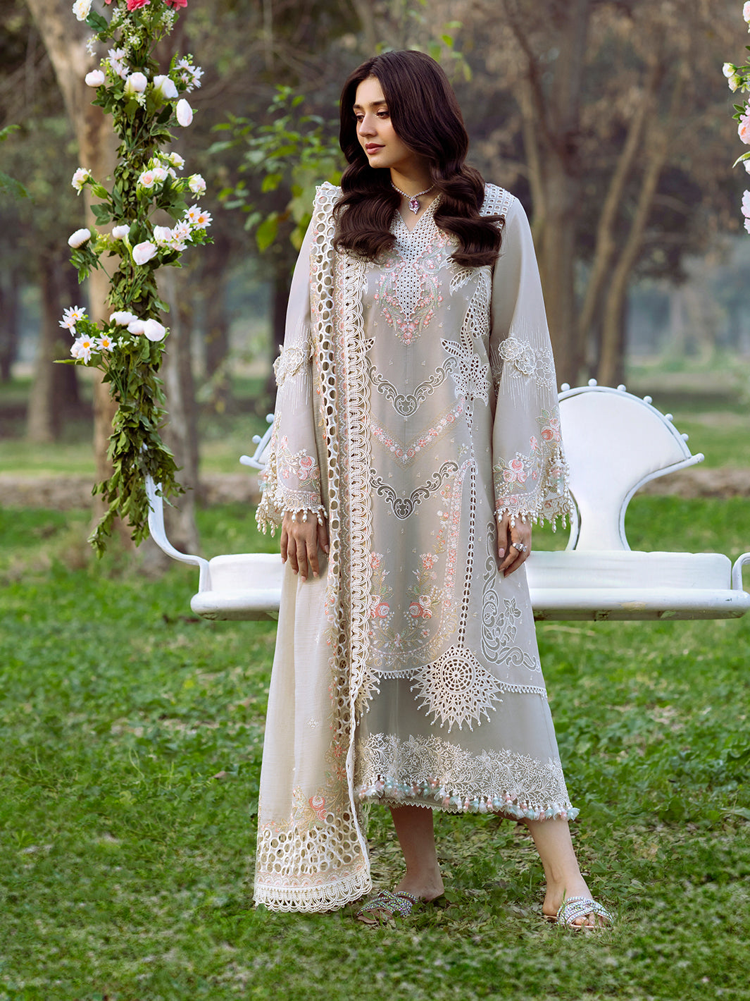 Bin Ilyas | Freesia Embroidered Lawn 25 | 104 - B - Official Bin Ilyas stockist in UK - Sakeena London