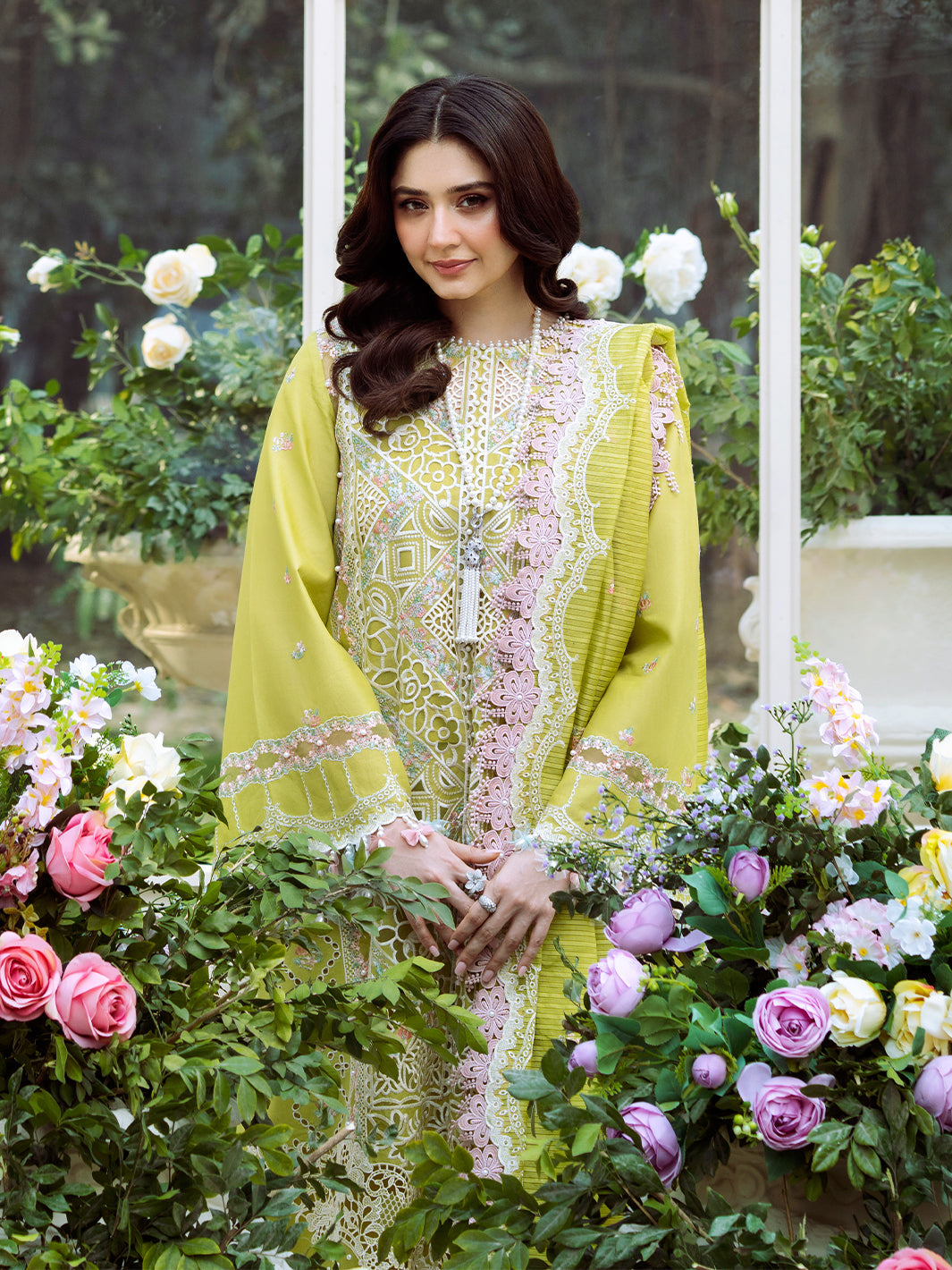 Bin Ilyas | Freesia Embroidered Lawn 25 | 105 - A - Official Bin Ilyas stockist in UK - Sakeena London
