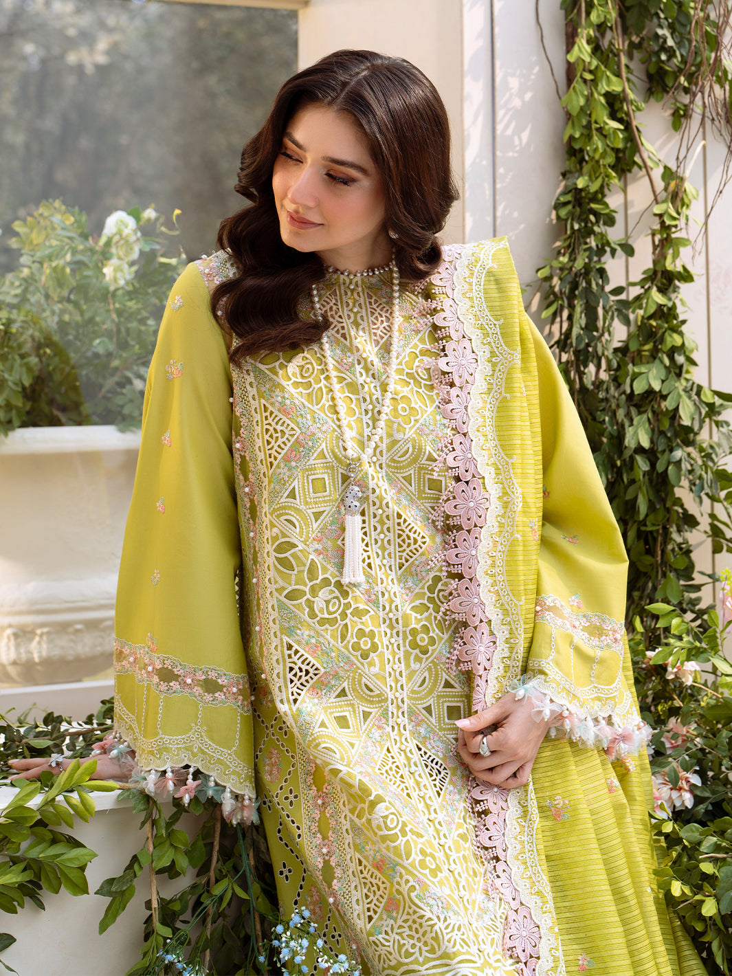 Bin Ilyas | Freesia Embroidered Lawn 25 | 105 - A - Official Bin Ilyas stockist in UK - Sakeena London