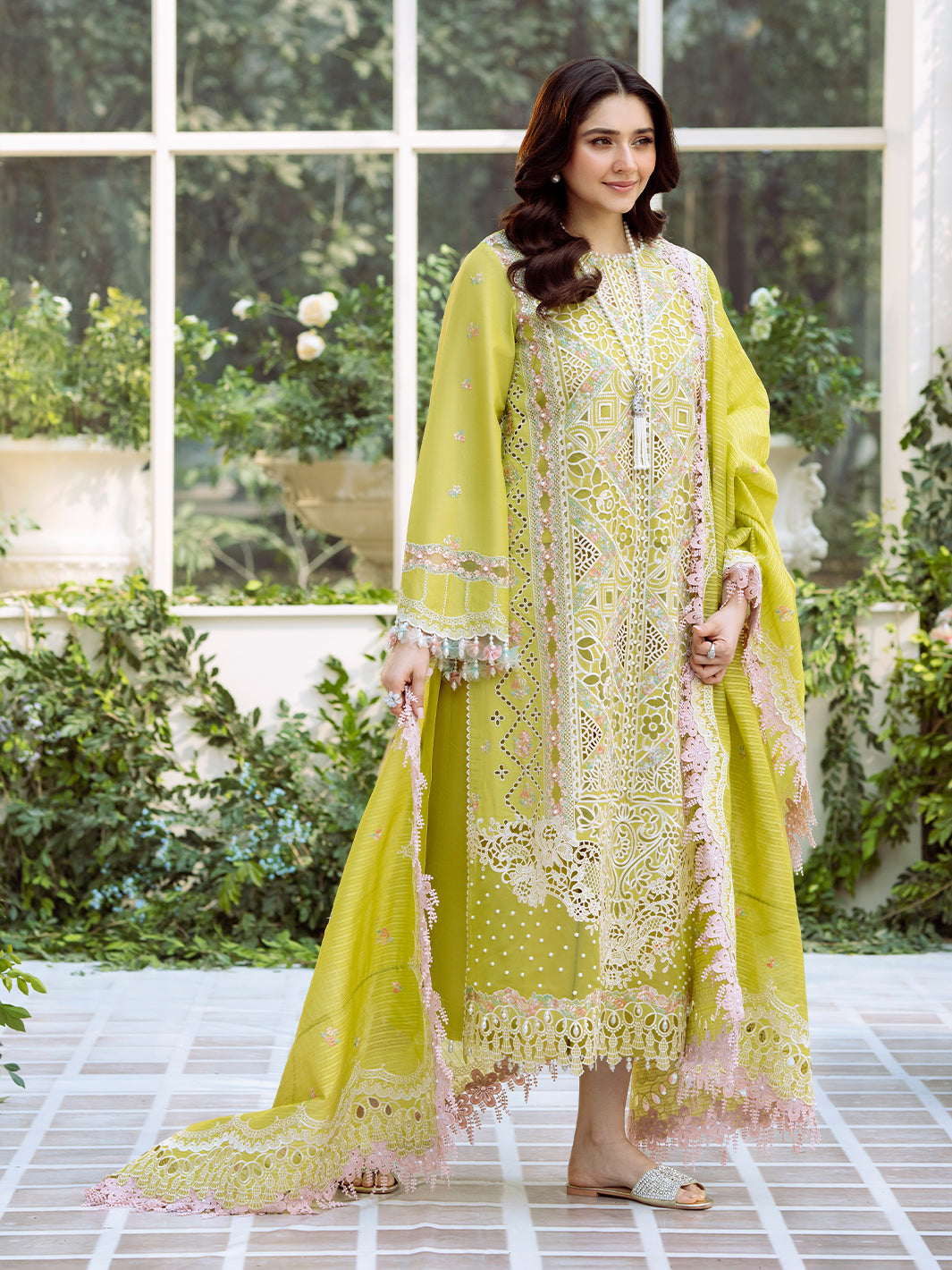 Bin Ilyas | Freesia Embroidered Lawn 25 | 105 - A - Official Bin Ilyas stockist in UK - Sakeena London