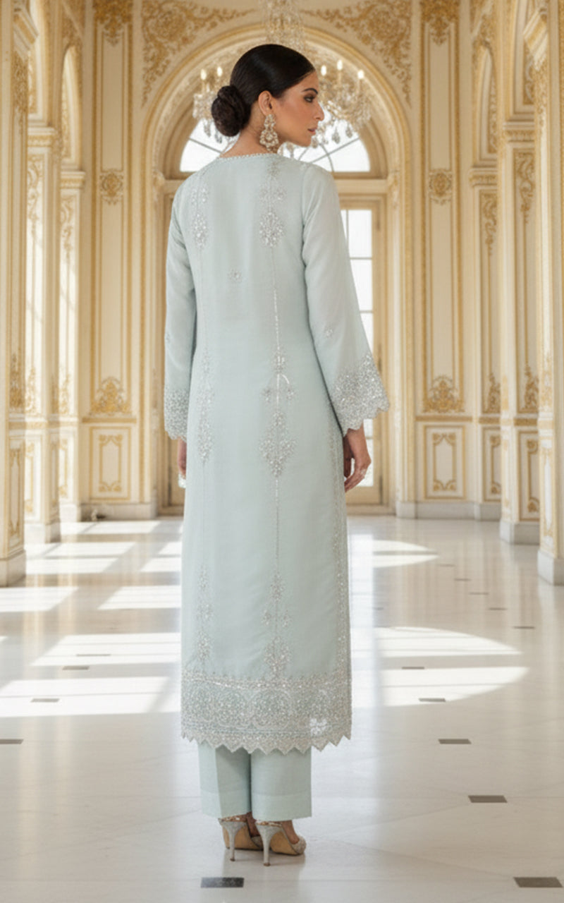 Threads and Motifs | Formal Dresses 25 | Embroidered Shirt With Dupatta And Trouser - Official Threads and Motifs stockist in UK - Sakeena London