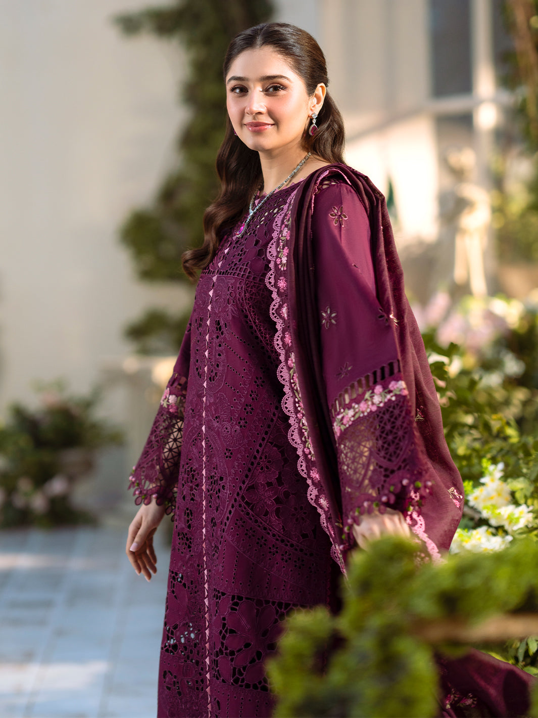 Bin Ilyas | Freesia Embroidered Lawn 25 | 106 - A - Official Bin Ilyas stockist in UK - Sakeena London