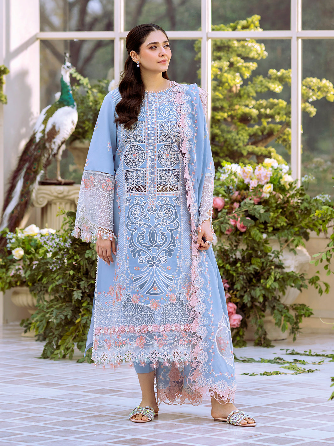Bin Ilyas | Freesia Embroidered Lawn 25 | 107 - A - Official Bin Ilyas stockist in UK - Sakeena London