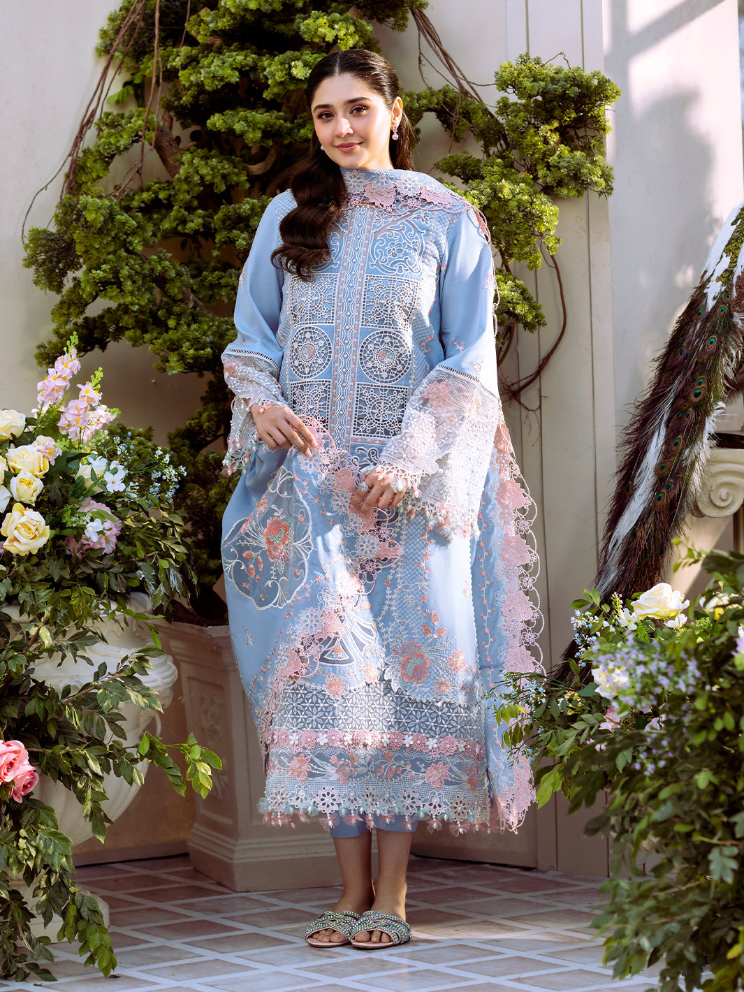 Bin Ilyas | Freesia Embroidered Lawn 25 | 107 - A - Official Bin Ilyas stockist in UK - Sakeena London